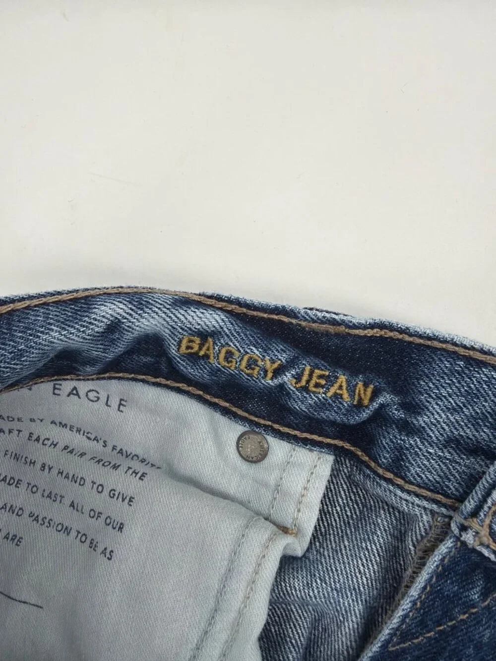 American Eagle Baggy Jeans Mens Size 36x34 Blue Distressed Medium Wash Casual